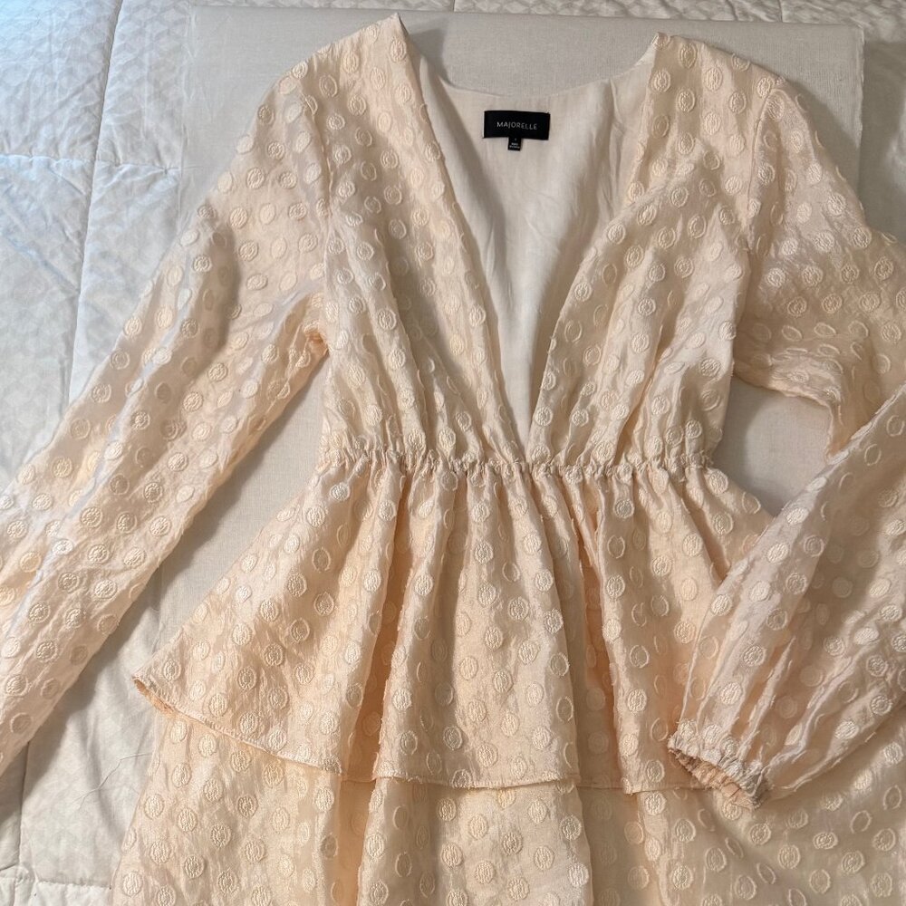 Majorelle  blush pink ,plunge, tiered, lined, long sleeve dress,  Size: S, NWOT